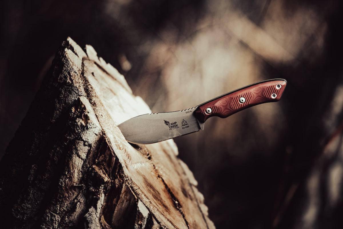 TOPS CPCKFE-01 Camp Creek Fire Edition Tumbled S35VN Red Black G10 Fixed Blade - NORTH RIVER OUTDOORS