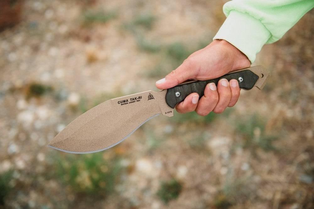TOPS Knives CUMA TAK-RI 3.5 Fixed 7" Tan Kukri Blade Micarta Onlays Nylon Sheath - NORTH RIVER OUTDOORS