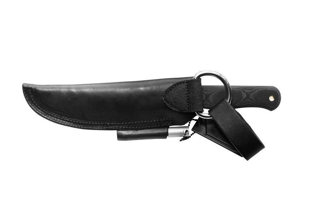 TOPS Knives D Fly 4.5 Fixed 4.5" 1095 Carbon Blade Black Micarta Handles Leather Sheath - NORTH RIVER OUTDOORS