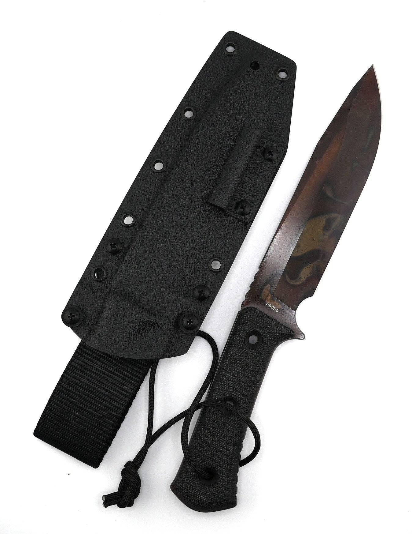 TRC Apocalypse Elmax Black Canvas Micarta Fixed Blade Apocalyptic Finish Kydex - NORTH RIVER OUTDOORS