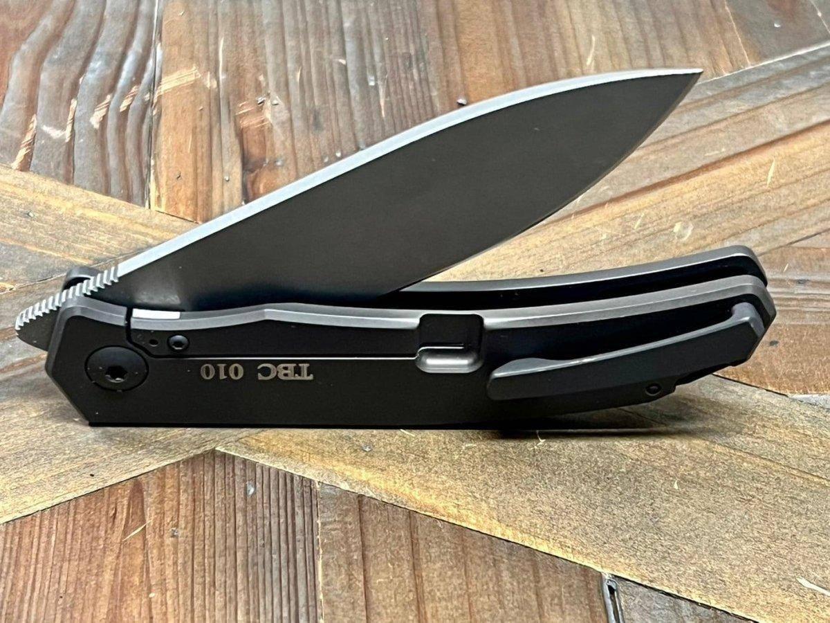 Trevor Burger Custom Knives TBC-URBANXL M390 Stonewashed Plain Blade Titanium Handles - NORTH RIVER OUTDOORS