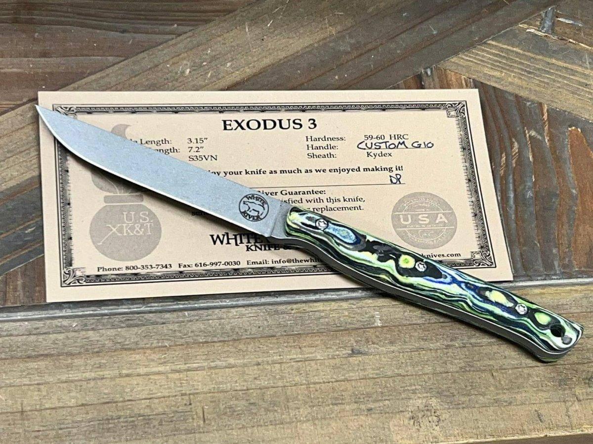 Custom White River Exodus 3 Fixed Blade Knife 3.88" S35VN Burl G10 Hybrid Handle (USA) - NORTH RIVER OUTDOORS