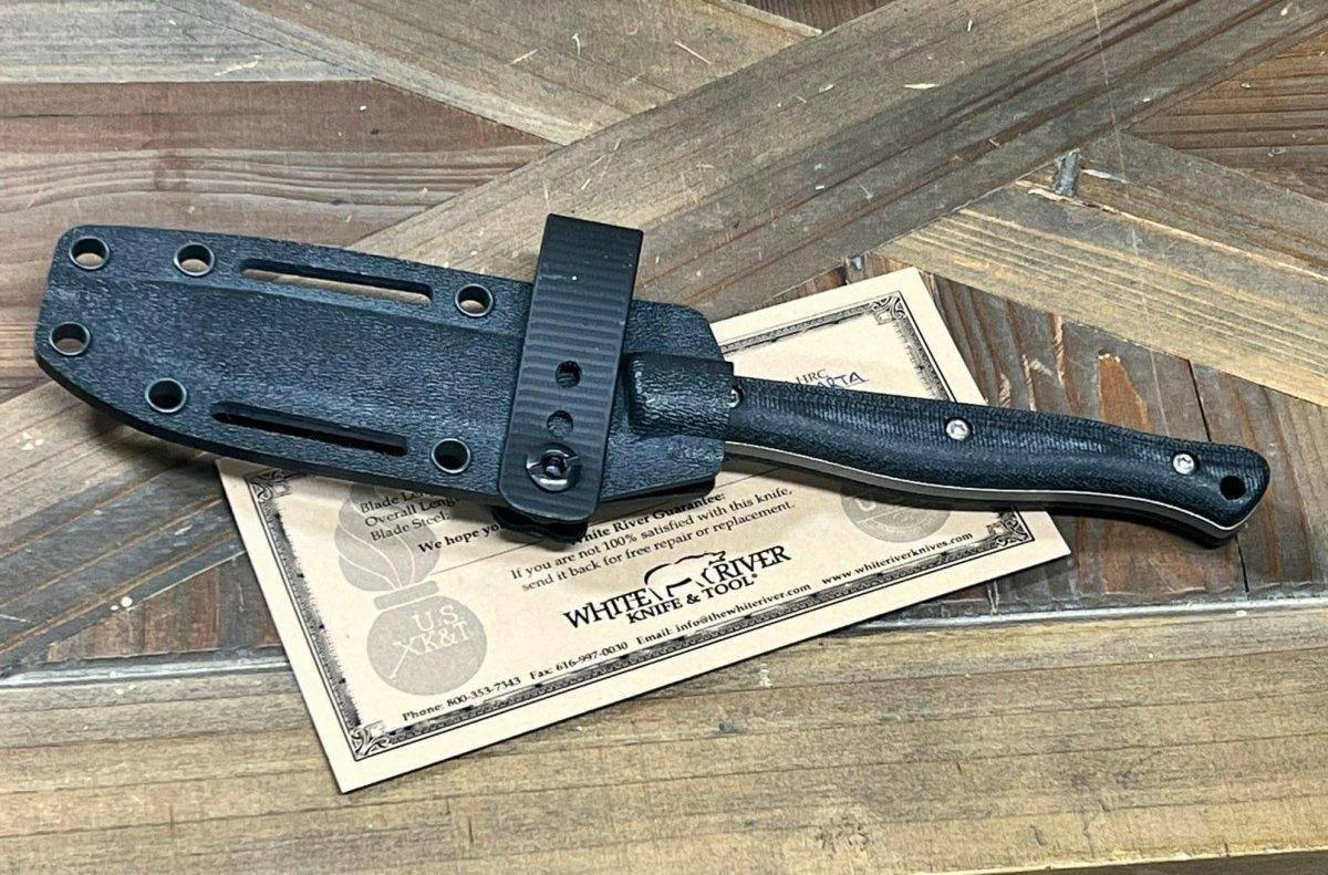 White River Exodus 4 Fixed Blade Knife 3.88" S35VN Stonewashed Black Canvas Micarta (USA) - NORTH RIVER OUTDOORS