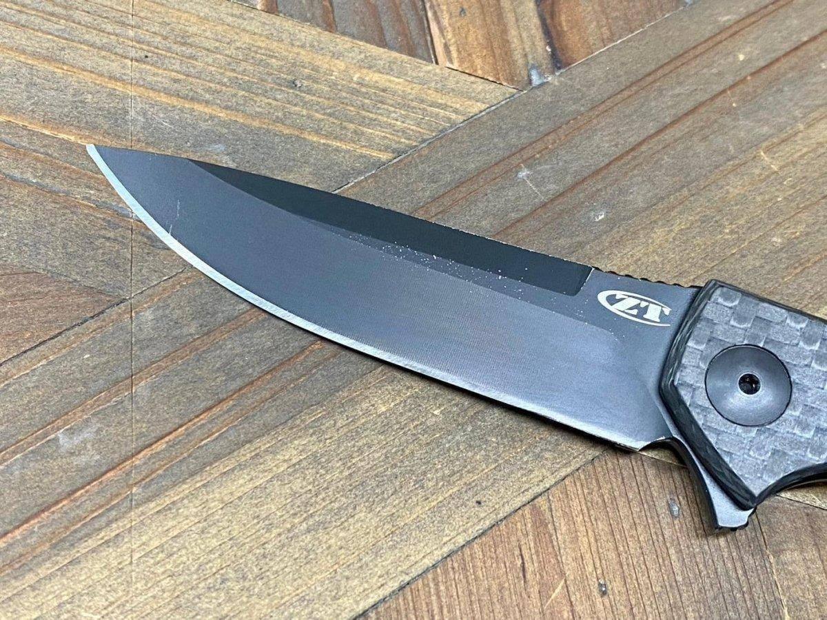 Pre-Owned ZT 0450CF Flipper 3.25" S35VN Black Blade Knife (USA) - NORTH RIVER OUTDOORS