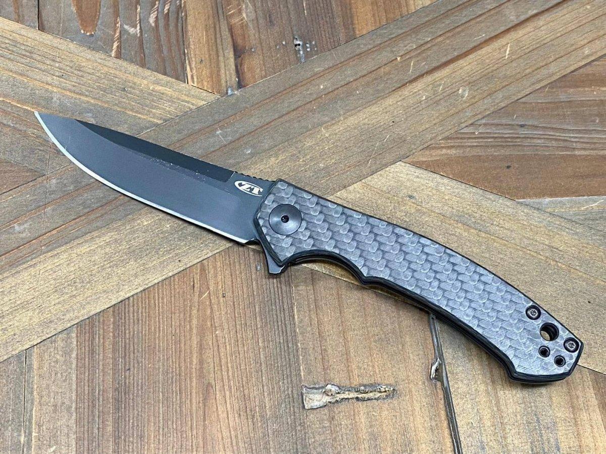 Pre-Owned ZT 0450CF Flipper 3.25" S35VN Black Blade Knife (USA) - NORTH RIVER OUTDOORS