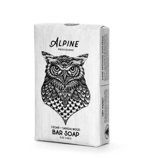 Alpine Provisions Organic Biodegradable Bar Soap, Cedar + Sandlewood, 5 oz Bar, from NORTH RIVER OUTDOORS