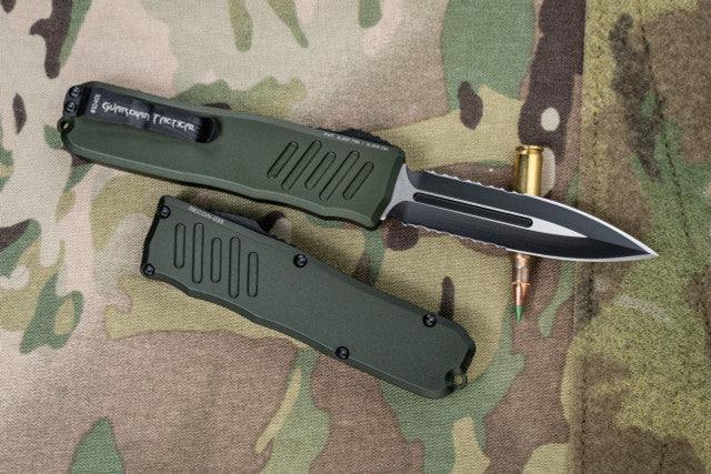 Guardian Tactical Recon-035 98232 Two-tone Elmax D/E Serrated OD OTF Auto Knife from NORTH RIVER OUTDOORS