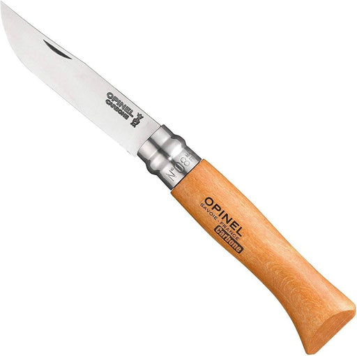 Opinel No.8 Carbon Knife with Sheath, Wooden Slide Gift Box (France) from NORTH RIVER OUTDOORS
