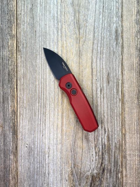 Pro-Tech Runt 5 R5303-Red Magnacut Black DLC Wharnie Blade Solid Red Aluminum Handle from NORTH RIVER OUTDOORS