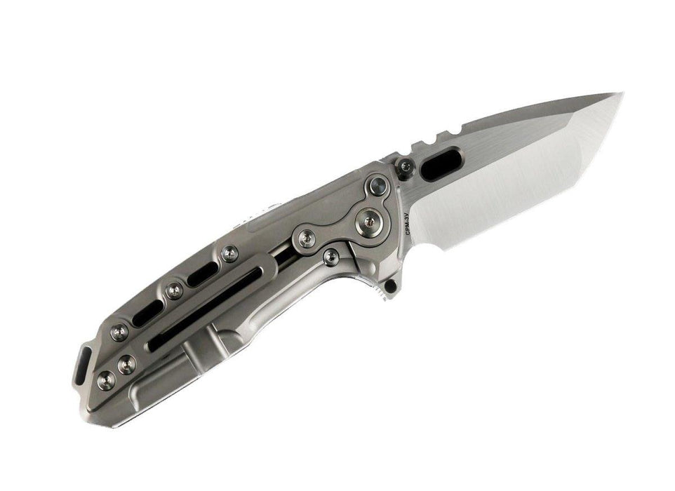 Reate T1000 Flipper Knife 3.8" CPM-3V Satin Compound Tanto Milled Titanium Handles from NORTH RIVER OUTDOORS