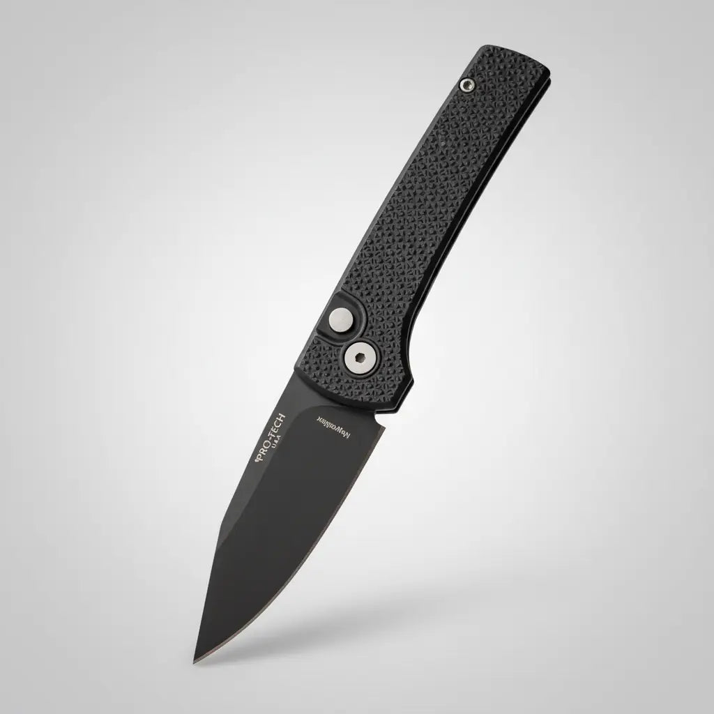 Pro-Tech Chavez Scapegoat Compact Auto Knife Black Carbide Textured Handle (3.2" SW MagnaMax)
