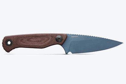 Benchmade Knives: 203BT-03 Dacian Brown Canvas Micarta CPM-MagnaCut Blue Cerakote Leather Sheath - NORTH RIVER OUTDOORS