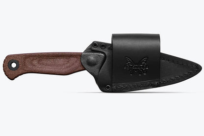 Benchmade Knives: 203BT-03 Dacian Brown Canvas Micarta CPM-MagnaCut Blue Cerakote Leather Sheath - NORTH RIVER OUTDOORS