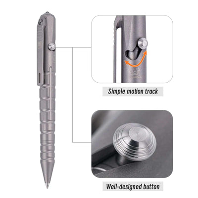 RovyVon Commander C10 Gen 2 Sandblasted & Stonewashed Titanium Bolt-action Tactical Pen - NORTH RIVER OUTDOORS