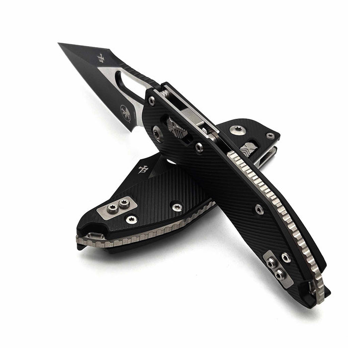 Microtech Stitch Ram-Lok 169RL-1FL Fluted Black Aluminum Black Standard from NORTH RIVER OUTDOORS
