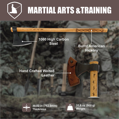 Condor Tools & Knife Valhalla Axe Series Battle Axe 6.1" Carbon Steel Head w/ American Hickory Handle and Leather Sheath