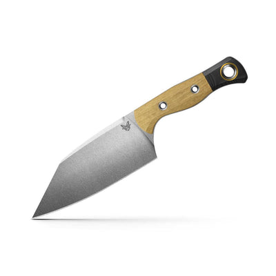 Benchmade Station Knife Fixed Blade 5.82" CPM-154 Stonewashed Clip Point Blade,Tan Richlite Handles with Black G10 Bolsters - NORTH RIVER OUTDOORS