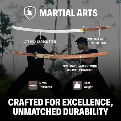 Condor Tools & Knife Kondoru Katana 28.75" Carbon Steel Blade w/ Walnut Handles and Sheath - NORTH RIVER OUTDOORS