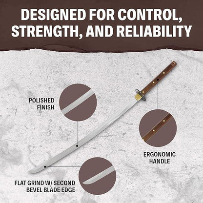 Condor Tools & Knife Kondoru Katana 28.75" Carbon Steel Blade w/ Walnut Handles and Sheath - NORTH RIVER OUTDOORS