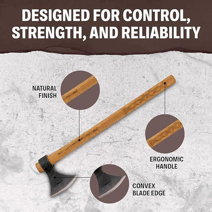 Condor Tools & Knife Valhalla Axe Series Throwing Axe 4.75" Carbon Steel Head w/ American Hickory Handle and Leather Sheath - NORTH RIVER OUTDOORS