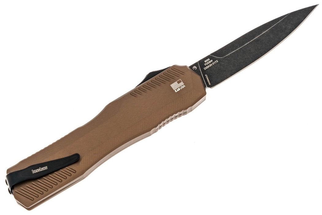 Kershaw 9000FDEBW Livewire OTF AUTO Knife 3.3" BlackWash MagnaCut FDE Aluminum Handles from NORTH RIVER OUTDOORS