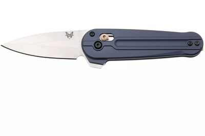 Benchmade Lowden AXIS Flipper Knife 2.79" M390 Satin Spear Point Blade Crater Blue Aluminum Handle