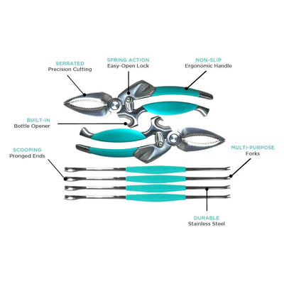Toadfish Crab & Lobster Tool Set - Shell Cutters & Seafood Forks - NORTH RIVER OUTDOORS