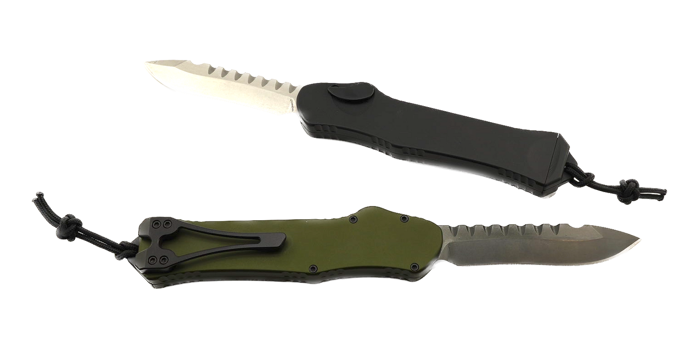 Heretic Hydra V3 H008-2A Black Aluminum Handle & Stonewash Recurve MagnaCut Knife