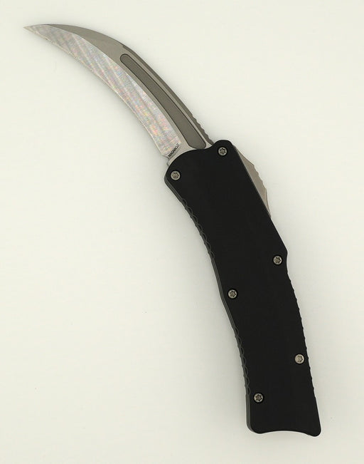 Heretic Knives Roc OTF Auto Knife 3.2" MagnaCut Satin Hawkbill Black Handles from NORTH RIVER OUTDOORS