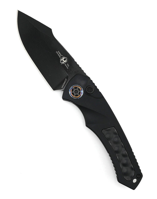 Heretic Auto Pariah H048-8A Battleworn Black SE MagnaCut Blade Bubble Inlays Flamed Pivot Collars from NORTH RIVER OUTDOORS