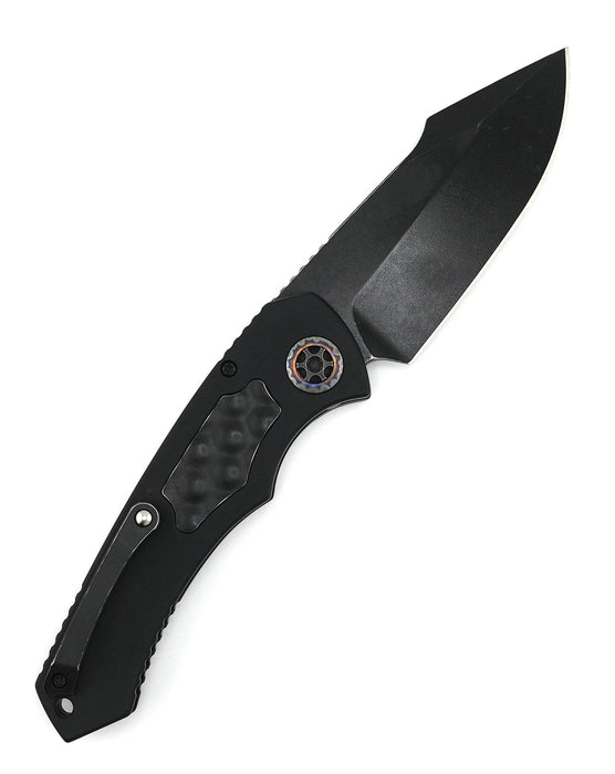 Heretic Auto Pariah H048-8A Battleworn Black SE MagnaCut Blade Bubble Inlays Flamed Pivot Collars from NORTH RIVER OUTDOORS