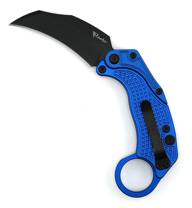 Reate Exo-K Karambit Gravity Knife Blue Aluminum (3.1" Black PVD) from NORTH RIVER OUTDOORS