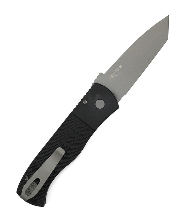 Pro-Tech E7T05 Emerson CQC7 Auto Folding Knife 3.25" 154CM Tanto Plain Blade Black Jigged Handles from NORTH RIVER OUTDOORS