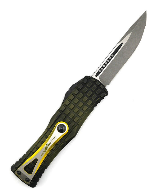 Microtech 703-12APFRGS Signature Hera OTF Auto Knife 3.125" Apoc Drop Point Grenade Green Frag from NORTH RIVER OUTDOORS