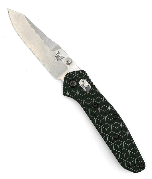 Custom Engraved Benchmade 945 Mini Osborne Folding Knife 2.92" S30V Satin Plain Blade, Green from NORTH RIVER OUTDOORS