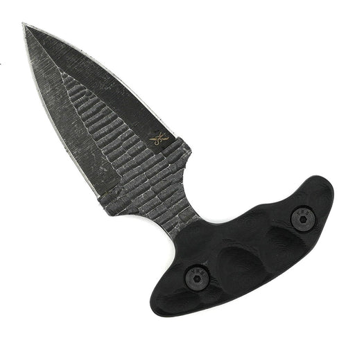 Stroup Knives SD1 Push Dagger EDC Fixed Blade Knife 2.5" 1095 Hand Carved Black G10 Handles Kydex Sheath from NORTH RIVER OUTDOORS