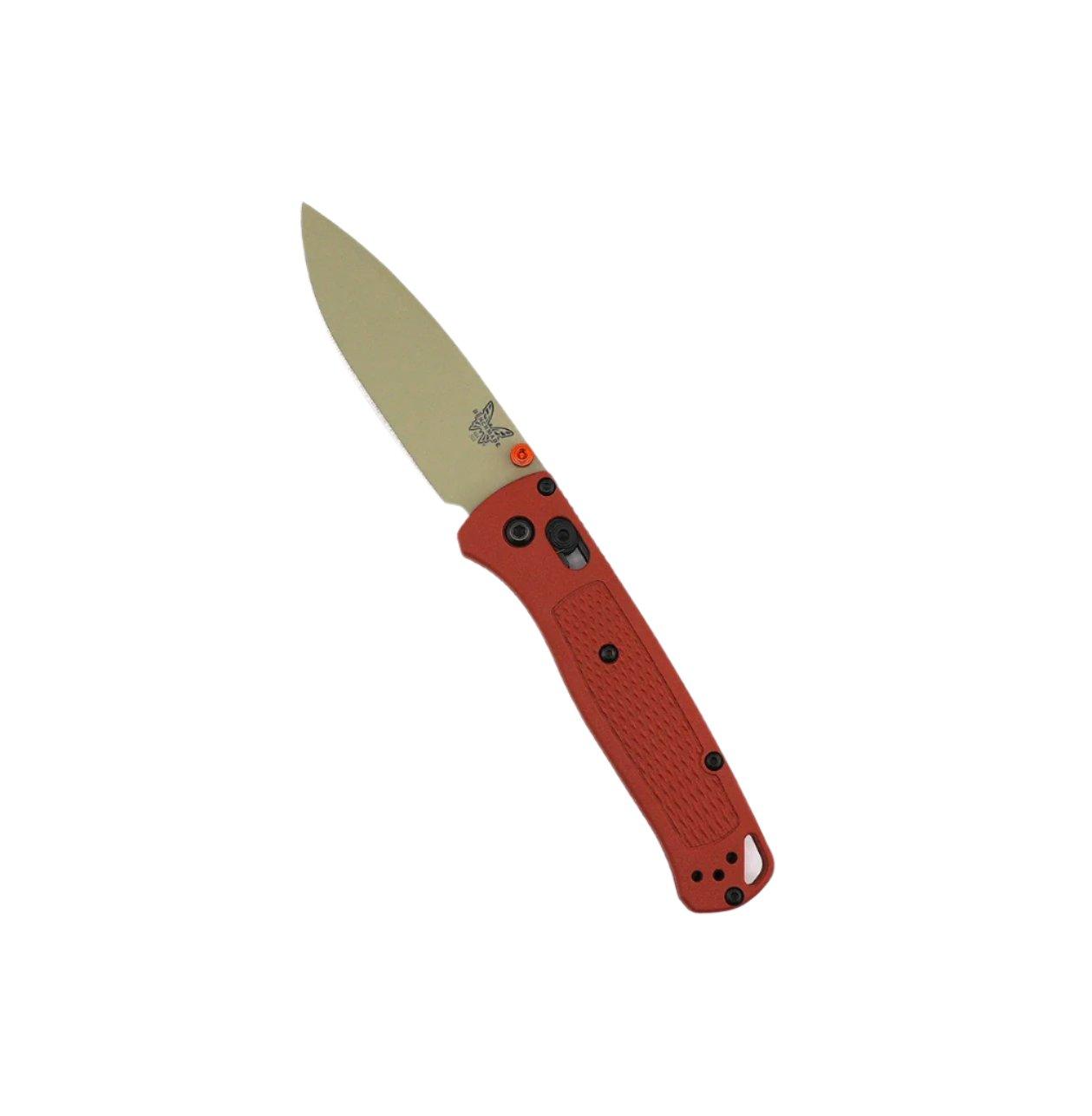 Benchmade 535TN-10 Bugout AXIS Folding Knife 3.24" S30V Desert Verde Cerakote Plain Blade, Rust Orange Grivory Handles - NORTH RIVER OUTDOORS