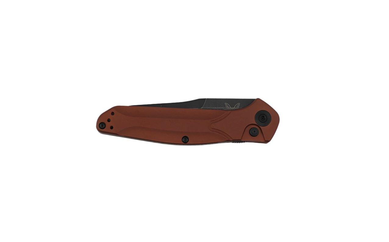Benchmade 9400BK-03 Osborne Auto Knife 3.4" CPM-MagnaCut Black DLC Battlewashed Plain Blade, Burnt Copper Aluminum Handles - NORTH RIVER OUTDOORS