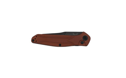 Benchmade 9400BK-03 Osborne Auto Knife 3.4" CPM-MagnaCut Black DLC Battlewashed Plain Blade, Burnt Copper Aluminum Handles - NORTH RIVER OUTDOORS
