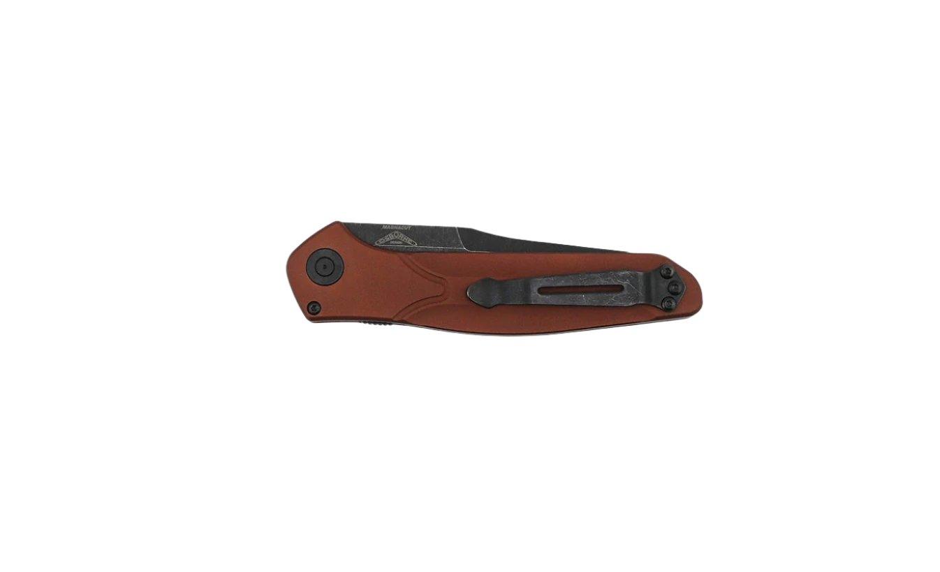 Benchmade 9400BK-03 Osborne Auto Knife 3.4" CPM-MagnaCut Black DLC Battlewashed Plain Blade, Burnt Copper Aluminum Handles - NORTH RIVER OUTDOORS