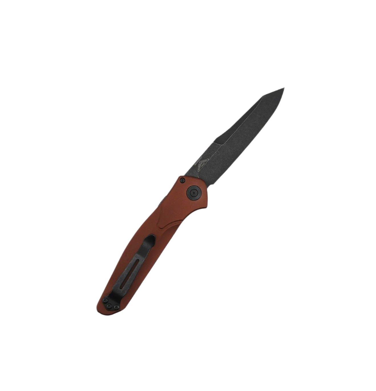 Benchmade 9400BK-03 Osborne Auto Knife 3.4" CPM-MagnaCut Black DLC Battlewashed Plain Blade, Burnt Copper Aluminum Handles - NORTH RIVER OUTDOORS