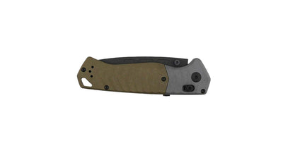 Benchmade PSK 593BK AXIS-Assisted Folding Knife 3.4" CPM-MagnaCut Cobalt Cerakote Drop Point Blade, Milled OD Green Handles with Grey G10 Bolsters - NORTH RIVER OUTDOORS