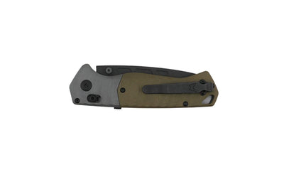 Benchmade PSK 593BK AXIS-Assisted Folding Knife 3.4" CPM-MagnaCut Cobalt Cerakote Drop Point Blade, Milled OD Green Handles with Grey G10 Bolsters - NORTH RIVER OUTDOORS