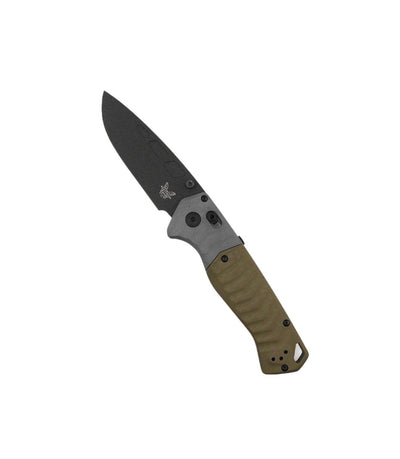 Benchmade PSK 593BK AXIS-Assisted Folding Knife 3.4" CPM-MagnaCut Cobalt Cerakote Drop Point Blade, Milled OD Green Handles with Grey G10 Bolsters - NORTH RIVER OUTDOORS