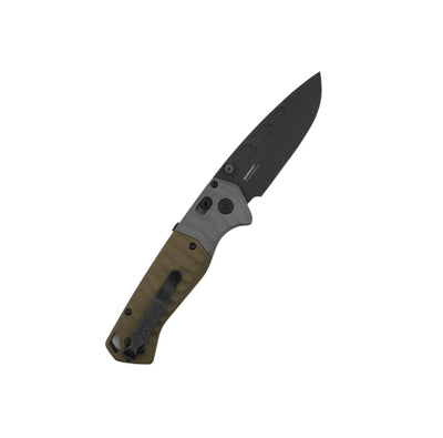 Benchmade PSK 593BK AXIS-Assisted Folding Knife 3.4" CPM-MagnaCut Cobalt Cerakote Drop Point Blade, Milled OD Green Handles with Grey G10 Bolsters - NORTH RIVER OUTDOORS