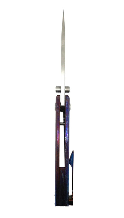 Custom Chaves Scapegoat Street Frame Lock Folding Knife Heat Antropic Ti Handles (3.50" Bohler M390) (Blurple Lightning) - NORTH RIVER OUTDOORS