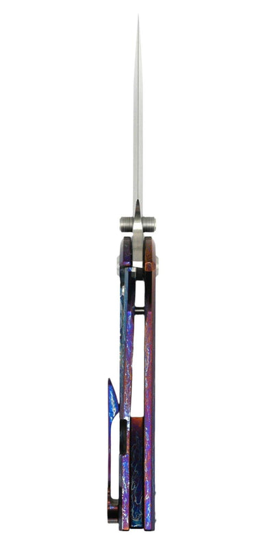 Custom Chaves Scapegoat Street Frame Lock Folding Knife Heat Antropic Ti Handles (3.50" Bohler M390) (Blurple Lightning) - NORTH RIVER OUTDOORS