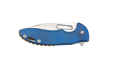 Custom Mechforce Rick Lala Collab Sentry Folding Knife Diamond Plate Titanium Handle M390 Blue and Gold Anodization - NORTH RIVER OUTDOORS