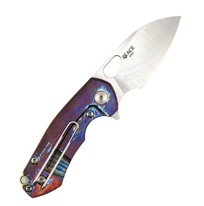 Custom GiantMouse ACE Riv Ti Framelock Heat Anodized Titanium Folding Knife - NORTH RIVER OUTDOORS