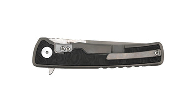 Mechforce Kilby Collab Integral Frame Lock Flipper Knife 3.375" M390 Stonewashed Japanese Tanto Blade, Glass Bead Blasted Integral Titanium Handle with Black Dunes FatCarbon Inlays - NORTH RIVER OUTDOORS